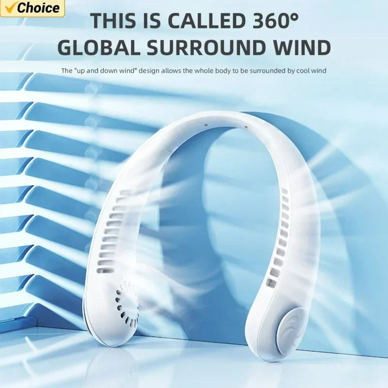 Portable Neck Fan - Bladeless Wearable USB Rechargeable Mini Fan for Sports, Travel & Outdoor