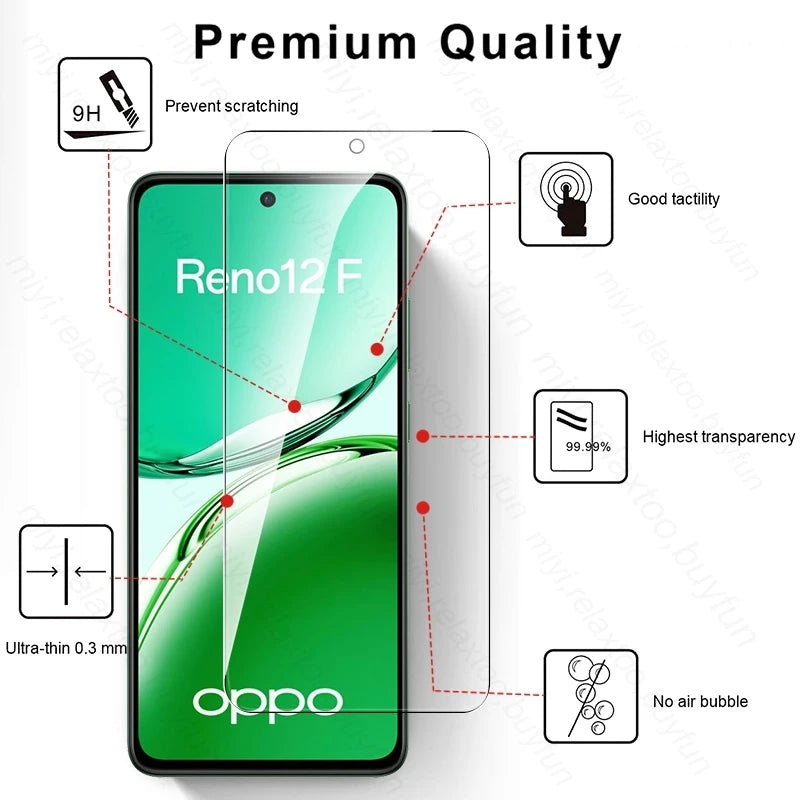 Reno12F 4/5G Glass 4To1 Tempered Glass Screen Protectors for Oppo Reno12 F 4G 5G Protective Glass on Opo Reno 12F 12 F S FS F12