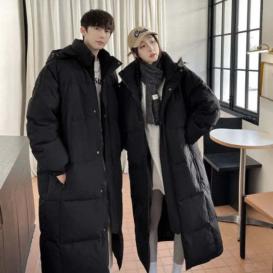 2025 Winter Oversized Down Jacket – Loose Hooded Windproof White Duck Down Coat for Women & Couples