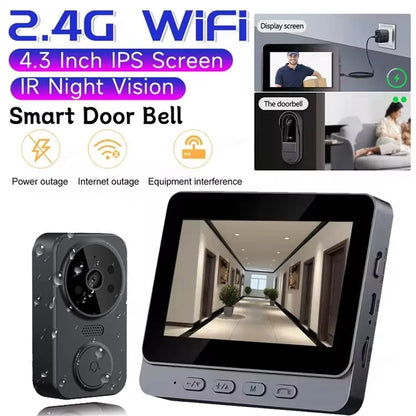 Wireless Video Doorbell Camera Bundle Smart Security with Night Vision 2.4G WiFi HD Motion Detection Cloud Storage