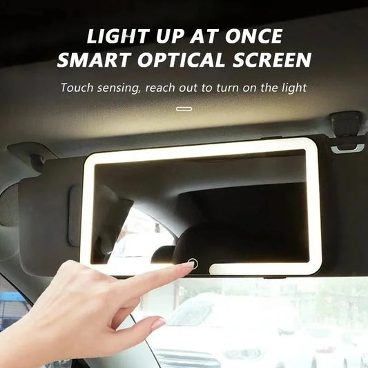 Car Sun Visor Vanity Mirror Led Light 3-Color Adjustable Brightness HD Auto Makeup Mirror For Lady Girls Make Up Mirror