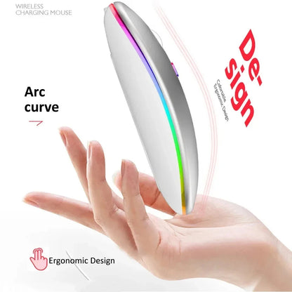Wireless Rechargeable Silent LED Backlit Mouse – Dual Mode Bluetooth & 2.4GHz Optical Mouse for Laptop & PC
