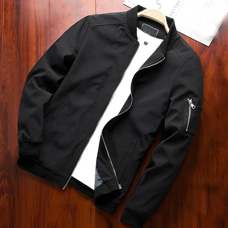 Men’s Slim Bomber Jacket – Lightweight Baseball Windbreaker Zipper Coat