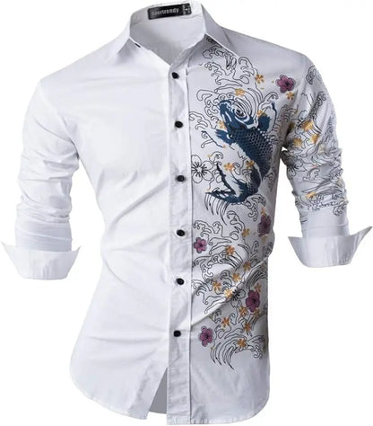 Sport trendy Men’s Dragon Print Long Sleeve Shirt