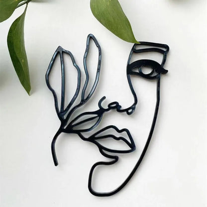 Abstract Minimalist Line Acrylic Gold Cake Topper – Character Art Decoration for Women’s Birthday Party
