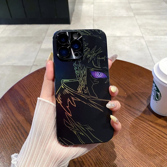 New Laser Bling Anime Cases for iphone 14 13 12 15 16 pro max 13pro 14pro 15pro Kakashi Obito Pain Phonecase Gift