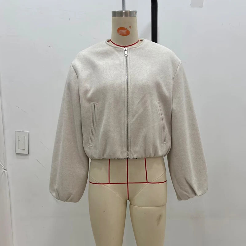 Women’s Fleece Bomber Jacket – 2025 Soft Zipper Cropped Sports Coat