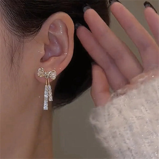 Fashion Bow Crystal Zircon Earrings – Trendy Party Jewelry for Women & Valentine’s Day Gift