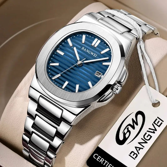 2024 Luxury Men’s Chronograph Quartz Watch – Stainless Steel 30M Waterproof Sport Wristwatch with Automatic Date Display