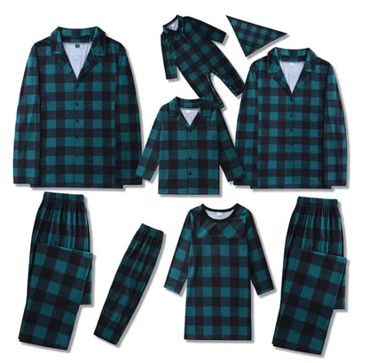 Christmas Family Matching Pajamas – Plaid Cotton Set for Mom, Dad, Kids, Baby & Pet
