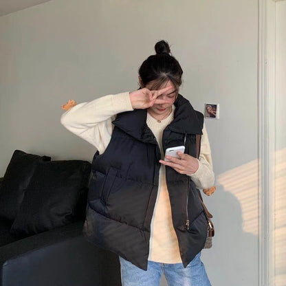 Women’s Winter Sleeveless Puffer Vest – Warm Quilted Cropped Jacket