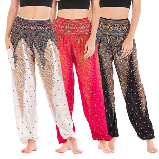 Women’s Thai Harem Pants – High Waist Baggy Yoga Bloomers | Summer Beach Wide-Leg Lantern Trousers
