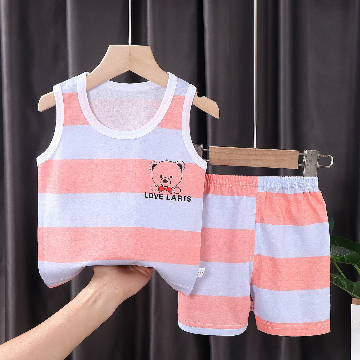 2PCS Children Summer Clothing Set – Cotton Vest & Shorts – Boys & Girls Sleeveless Outfit
