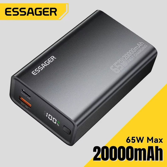 Essager Power Bank 20000mAh Portable PD 65W Fast Charging  Mobile Phone External Battery Powerbank For iPhone17 16 15 Laptop Mac