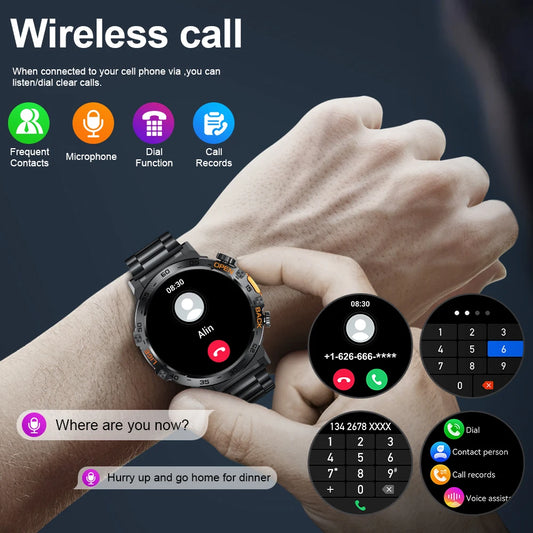 LIGE 2025 Smart Watch for Men – 360×360 AMOLED HD Display Waterproof Fitness Smartwatch with Flashlight (Android & iOS Compatible)