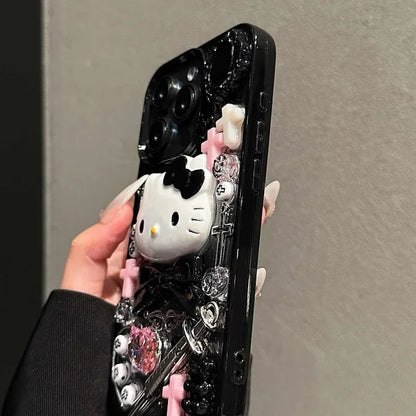 Kawaii Hello Kitty Cartoon DIY Phone Case Suitable for IPhone 15 14 13 11 16ProMax Y2k Cool Girl Anti Drop Transparent Case 2025