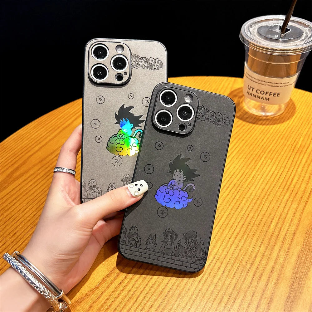 Retro Dragon Ball Goku Case for iPhone 15 14 13 12 11 16 17 Pro Max 15Plus Anime Soft Silicone Cover