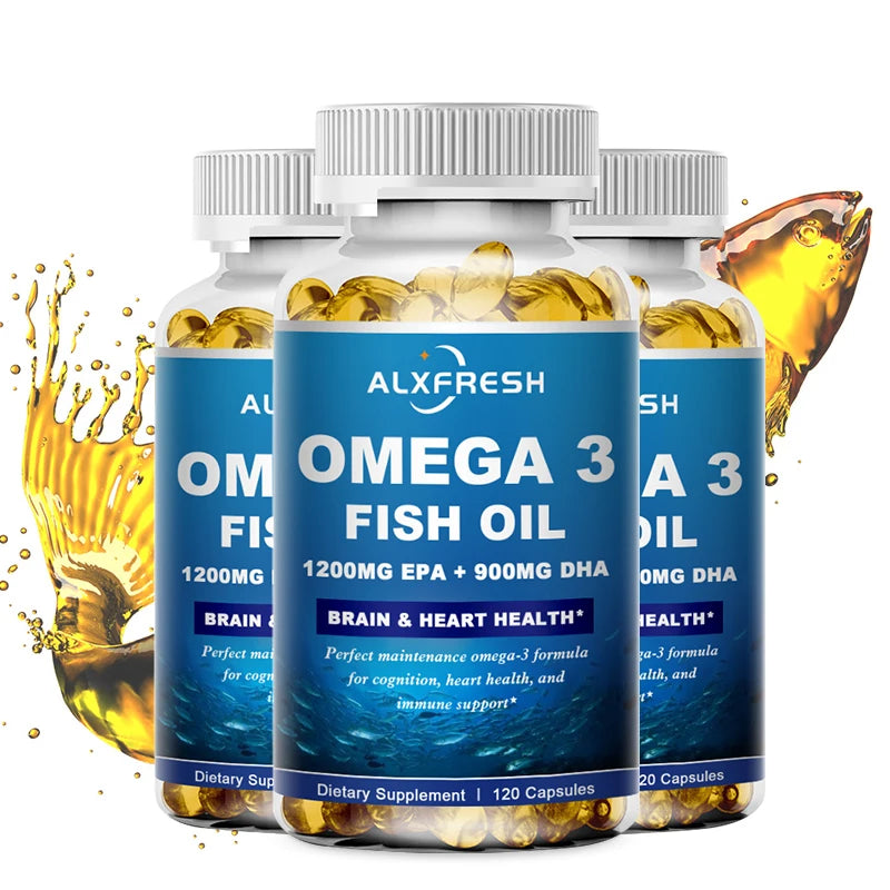 Alxfresh Wild Caught Omega-3 Fish Oil 3600mg – High EPA 1300mg & DHA 900mg – 120 Softgelsf