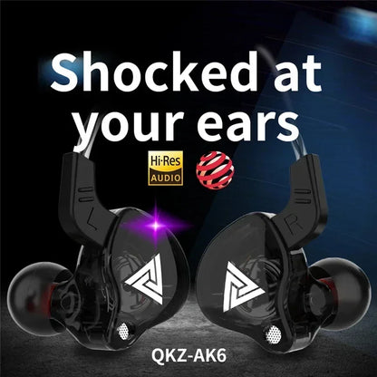QKZ AK6 HiFi Wired Earphones 3.5mm In-Ear Headphones with Mic Bass Stereo Sport Earbuds