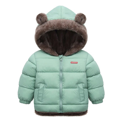 Kids’ Hooded Cotton Jacket – Winter Thick Fleece Cashmere Padded Coat for Boys & Girls