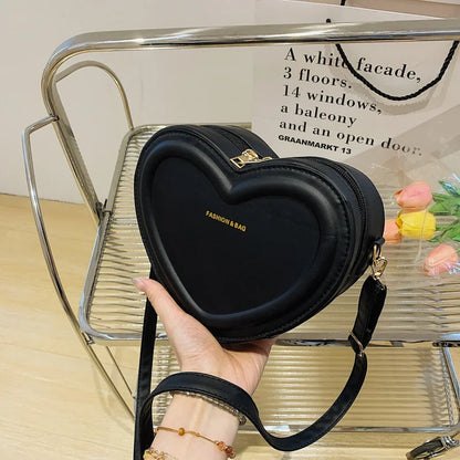 Hot Sale Solid Color Pu Leather Shoulder Bags Heart Shape Crossbody Bags For Women Fashion Small Handbags and Purse