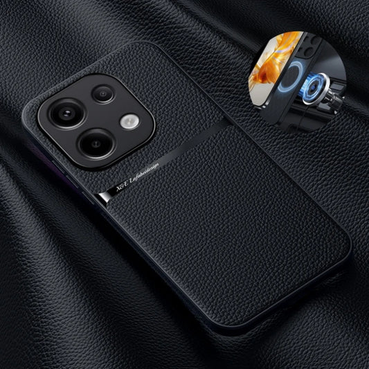 Magnetic Car Holder Leather Case for Xiaomi Redmi Note 13 Pro / 13 Pro Plus 5G – TPU Bumper Protective Cover