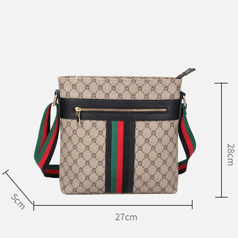 Fashionable Color Matching Casual Men's Bag Classic Trend Vertical Crossbody Bag Plaid Single Shoulder Bag Large Capacity Square