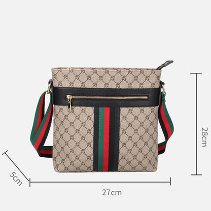 Fashionable Color Matching Casual Men's Bag Classic Trend Vertical Crossbody Bag Plaid Single Shoulder Bag Large Capacity Square