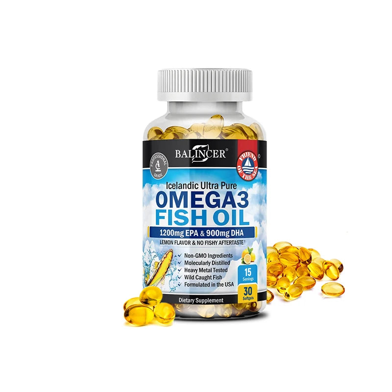 Omega-3 Fish Oil Supplement with EPA & DHA – 120 Capsules for Heart & Brain Health