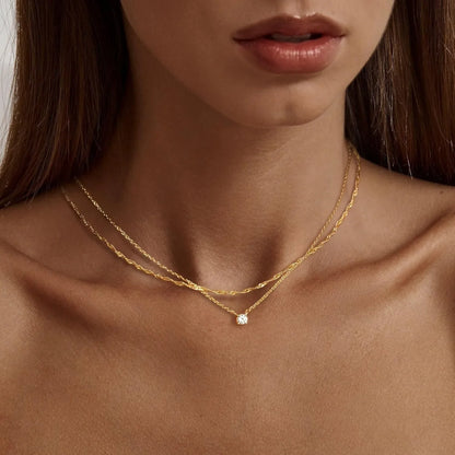 Diamond Choker Necklace for Women – 18K Gold or Sterling Silver Simple Gold-Plated Elegant Jewelry Gift