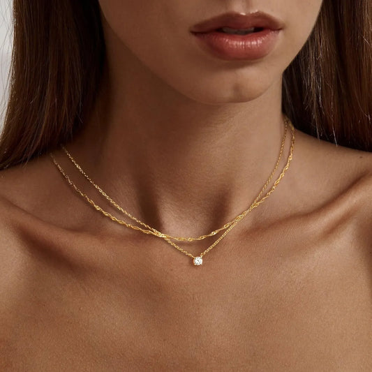 Diamond Choker Necklace for Women – 18K Gold or Sterling Silver Simple Gold-Plated Elegant Jewelry Gift
