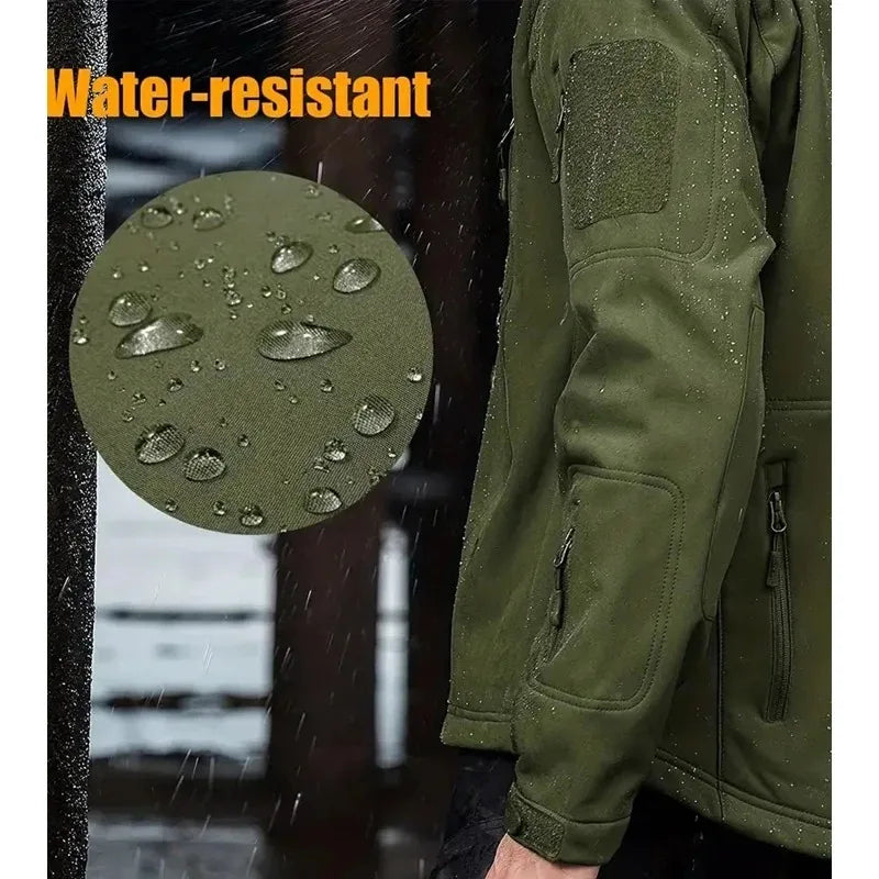Men’s Tactical Softshell Jacket – Waterproof Military Hooded Combat Bomber Coat
