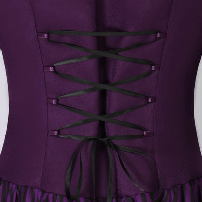 2025 Halloween Women’s Medieval & Victorian Costume – Renaissance Gothic Lace Purple Queen/Princess Dress