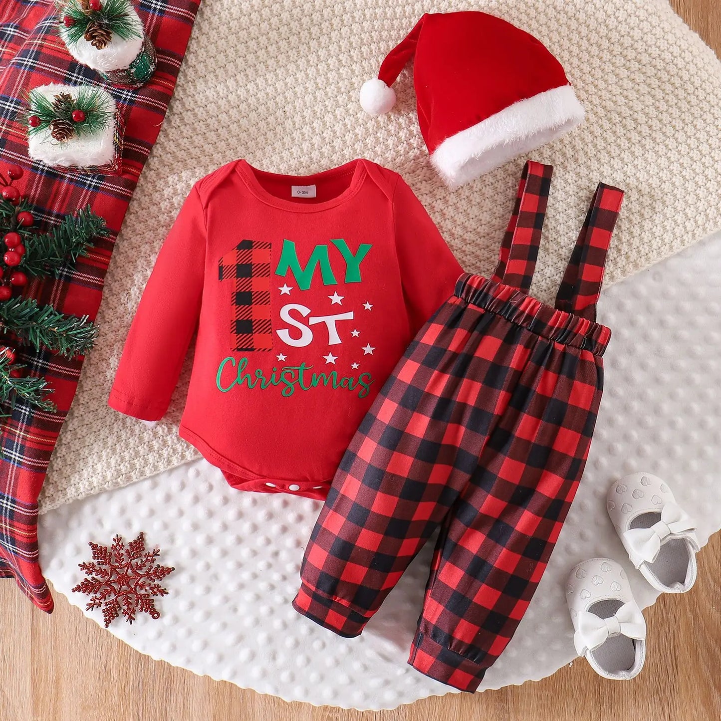 Ceeniu My First Halloween Baby Outfit – Boys Long Sleeve Letter Romper with Suspender Pants & Hat, Newborn Costume