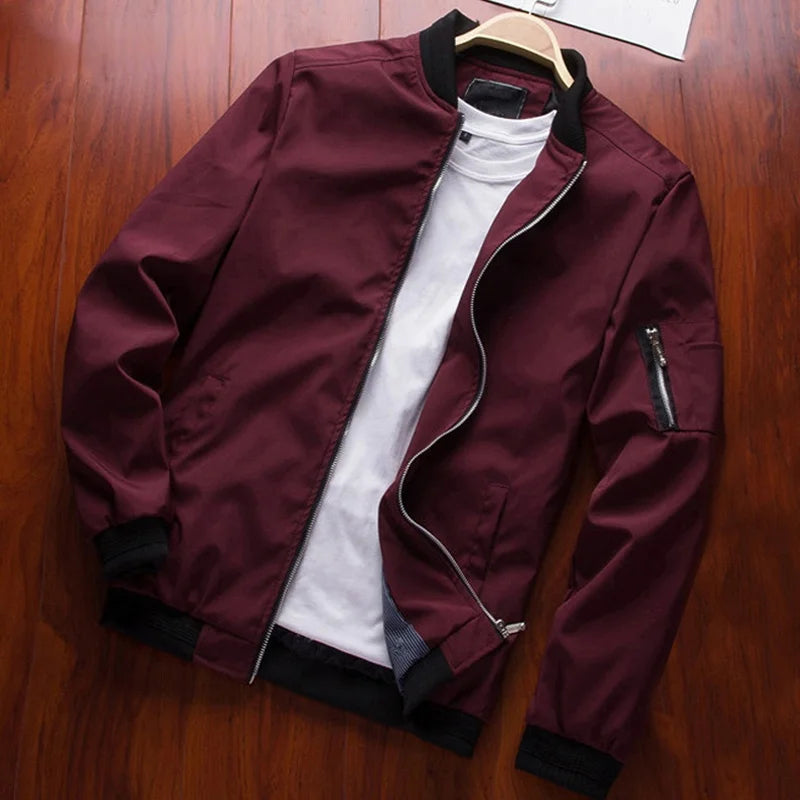Men’s Slim Bomber Jacket – Lightweight Baseball Windbreaker Zipper Coat