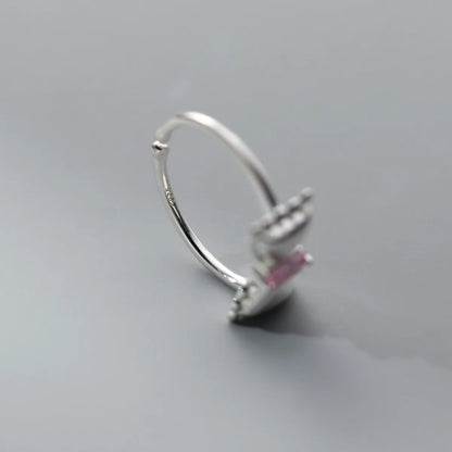 925 Sterling Silver Adjustable Bow Ring – Pink Zircon Wedding Jewelry for Women & Fashion Accessories