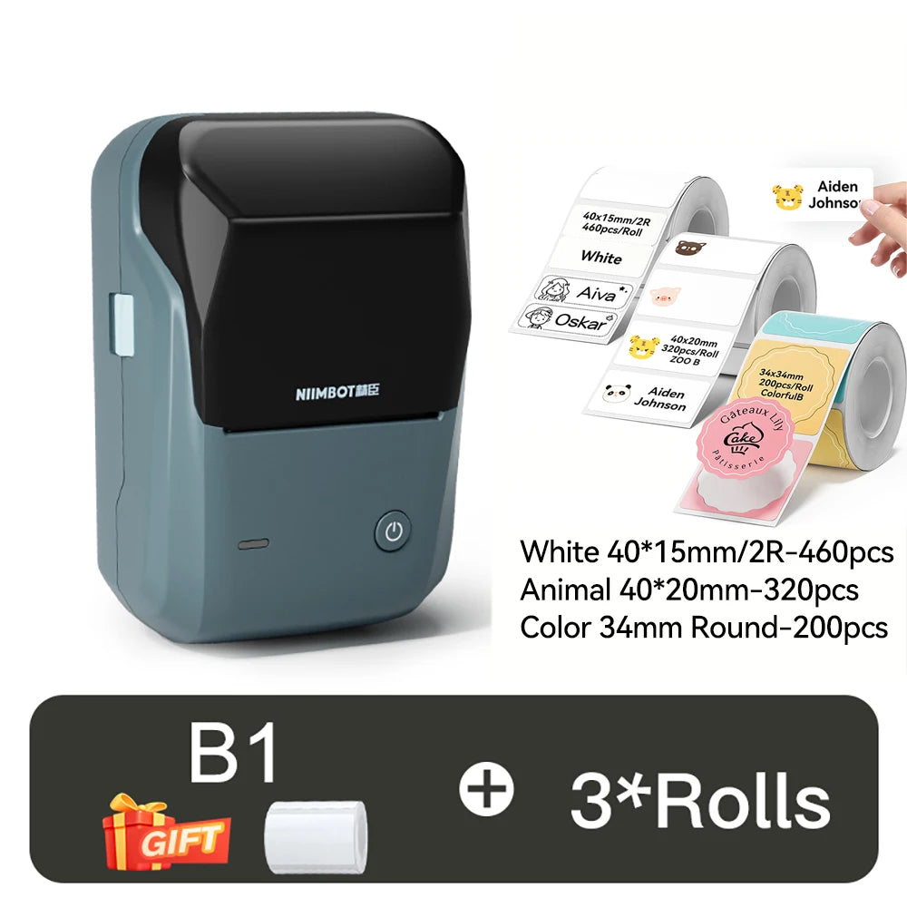 NIIMBOT B1 Portable Thermal Printer With Tapes 2 Inch Adhesive Label Printer Mini Bluetooth Sticker Maker Support Smartphones PC