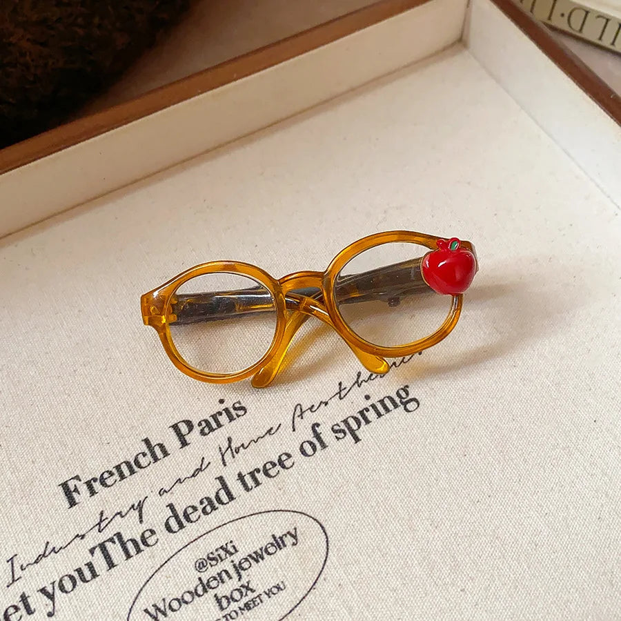 New Fashion Apple Glasses Hair Clip for Women Girl Cute Side Duckbill Clip Straight Hairpins Versatile Hair Accessories Gift