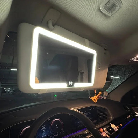 Car Sun Visor Vanity Mirror Led Light 3-Color Adjustable Brightness HD Auto Makeup Mirror For Lady Girls Make Up Mirror