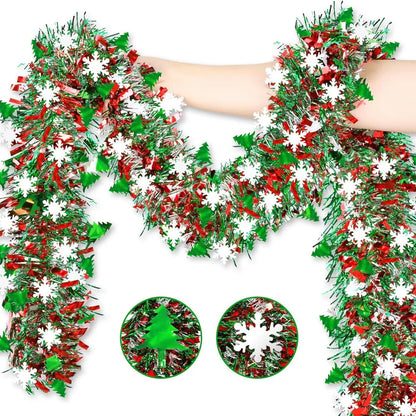 Christmas Tinsel Garland – Shiny Metallic Tree Decoration for Home & Living Room