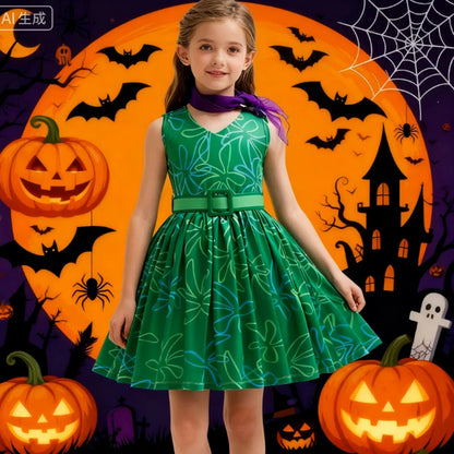 2025 Halloween Girls Costume – Inside Out “Disgust” Cosplay Dress for Carnival, Purim, Party & Role Play