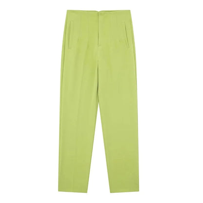 MUJER High-Waist Office Pants – Women’s Formal Pencil Trousers in Black, Pink & White