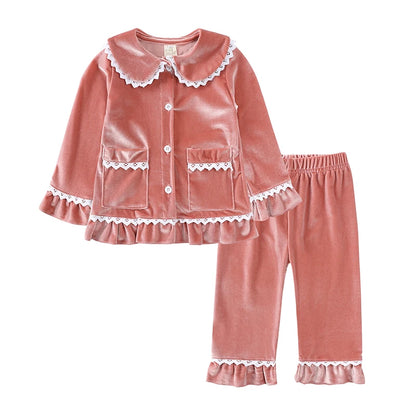 Christmas Family Xmas Children Boy Girl Pyjamas Dress Clothes Sets Customizing Velvet Long Sleeve Kid Sleepwear+Pants Costumes