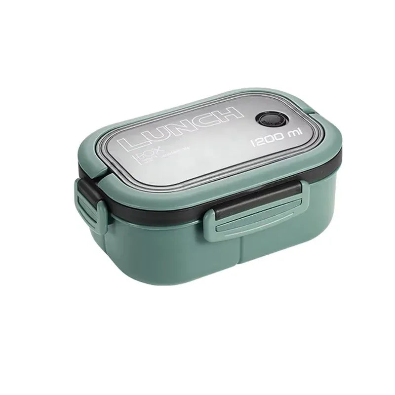 Bento Lunch Box - Double Layer with Fork & Spoon | Microwave Safe Meal Prep Container