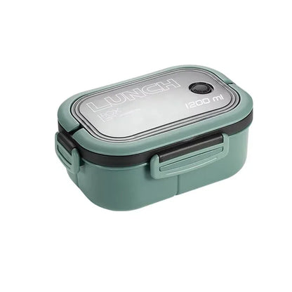 Bento Lunch Box - Double Layer with Fork & Spoon | Microwave Safe Meal Prep Container
