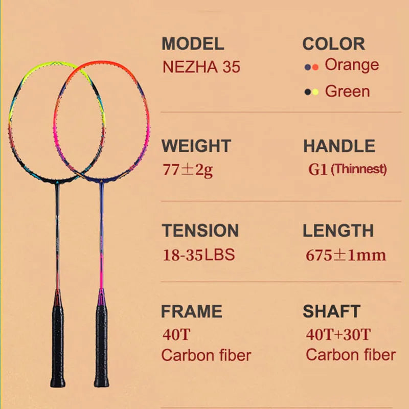 Kawasaki NeZha 35 5U Professional Badminton Racket Super Light High-Graphite Offensive Type