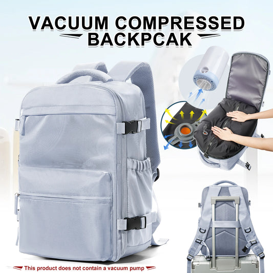 Vacuum Compression Laptop Backpack 15.6" – Expandable Travel & College Bag for Men and Women
