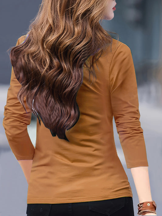 Women’s Casual Chic Long Sleeve Shirt – Semi-Sheer Cotton Blend with Button Detail for Spring & Fall