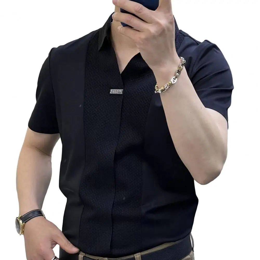 Men’s Summer Short Sleeve Turn-down Collar Shirt
