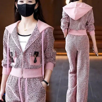 Women’s 2025 Casual Sports Two-Piece Set – Age-Reducing Hooded Cardigan & Pants | Autumn Fashion
